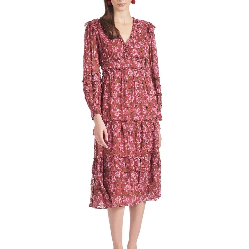 Sachin & Babi Size 10 Ronnie Printed Floral Ruffle‎ Dress